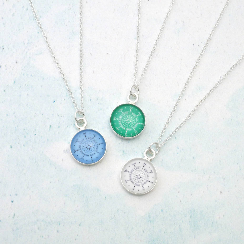 Birthstone Colour Compass Necklace By Cassiopi