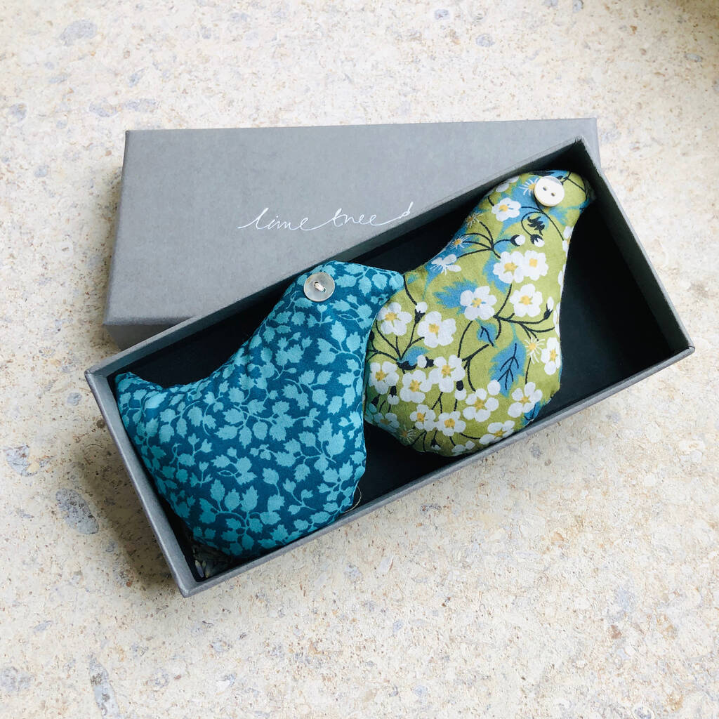 box of two lavender birds bird in the hand by lime tree design