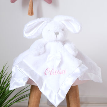 Personalised White Bunny Baby Comforter, 9 of 9