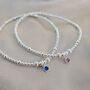 Sterling Silver Swarovski Birthstone Charm Stretch Bead Anklet, thumbnail 4 of 8