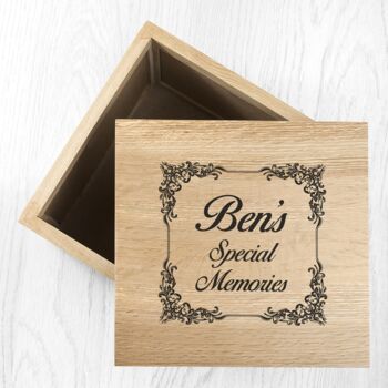 Personalised Large Oak Memory Box, 3 of 8