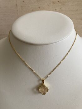 White Fashion Four Leaf Clover Necklace, 4 of 6