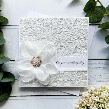 Handmade Wedding Day Card. With Flower. Various Colours, 7 of 7