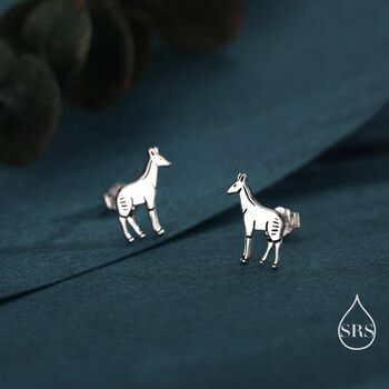 Sterling Silver Tiny Okapi Stud Earrings, 2 of 12