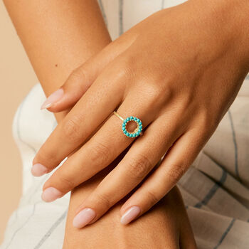 Halo Radiance Turquoise Silver/Gold Ring, 3 of 12