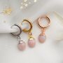 Pink Opal October Birthstone Hoop Earrings, thumbnail 4 of 11