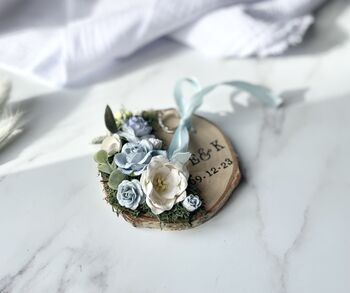Wooden Blue Floral Ring Holder, 3 of 6