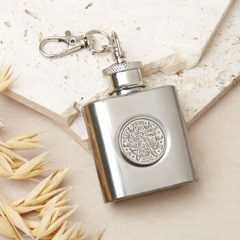 90th Birthday 1935 Or 1936 Sixpence Mini Hipflask Keyring, 2 of 6