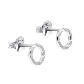 Sterling Silver Hammered Circle Stud Earrings, 3 of 5