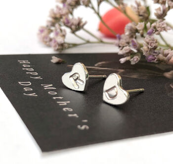 Sterling Silver Initial Heart Earrings, 6 of 12