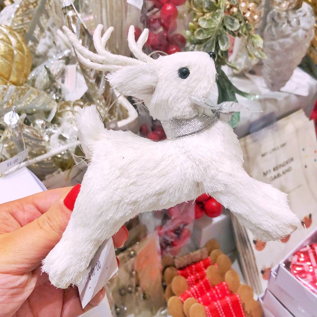 White Reindeer Hanging Christmas Decoration By Peach Blossom