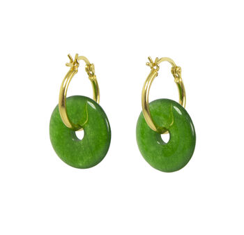 Kendric Jade Gold Plated Silver Hoop Earrings Large, 5 of 6
