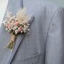 Wedding Dried Flower Buttonhole Pampas Blush Rose, thumbnail 1 of 2