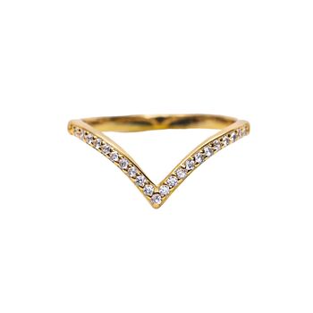 V Ring Cz Rose Or Gold Plated 925 Silver, 2 of 8