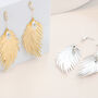 Lightweight Feather Drop Earrings With Alien Pearl, thumbnail 2 of 7