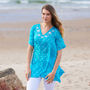 Turquoise Luxury Silk Embroidered Tunic, thumbnail 2 of 6