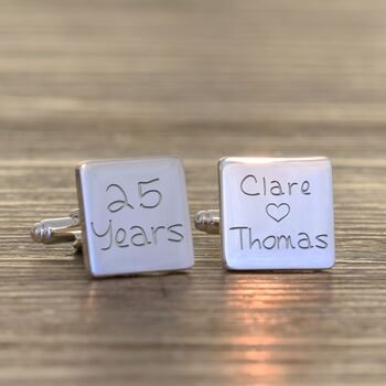 Personalised 'Years' Anniversary Silver Cufflinks, 3 of 3