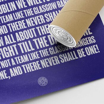 Rangers 'Follow Follow' Football Song Print, 3 of 3