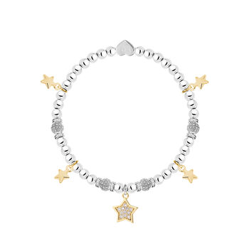 Christmas Gold Sparkly Star Friendship Charm Bracelet In Flower Gift Box, 2 of 3