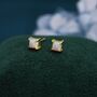 White Opal Square Stud Earrings In Sterling Silver, thumbnail 5 of 12