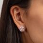 Rose Quartz 18k Rose Gold Plated Square Stud Earrings, thumbnail 1 of 3