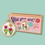 You Grow Girl! Mini Matchbox Cross Stitch Kit, thumbnail 1 of 7