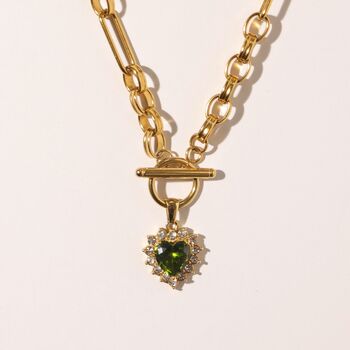Peridot Crystal Heart Pendant Necklace, 3 of 8