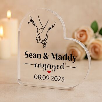 Personalised Engaged Acrylic Heart Plaque With Dates, 12 of 12