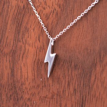 Sterling Silver Tiny Little Lightning Bolt Pendant Necklace, 6 of 12