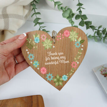 Hanging Wooden Heart With Printed Personalised Message, 2 of 6