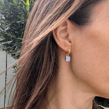 The Square Moonstone Earrings, Gold Plated, 2 of 7