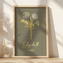 Personalised Birth Flower Gold Print, thumbnail 1 of 6