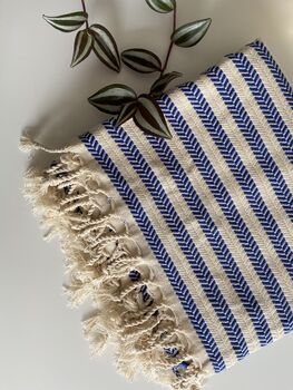Blue Striped Cotton Sofa Throw, 4 of 8