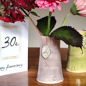 30th Birthday Anniversary Handmade Vase With Ceramic Tag, 6 of 8