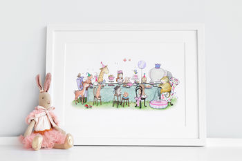 Personalised Girls Enchanted Tea Party Birthday Picture, 2 of 10