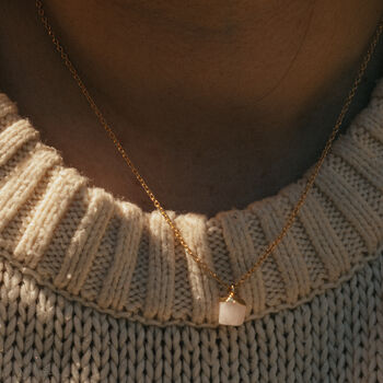 Gold Tone Light Rose Quartz Necklace, 3 of 5