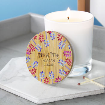 Wedding Scented Candle With Personalised Floral Lid, 5 of 10