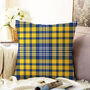 Yellow And Navy Blue Plaid Pattern Cushion Cover, thumbnail 2 of 4