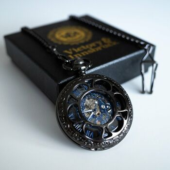 Steampunk Pocket Watch Gunmetal Black; The Armstrong, 7 of 9