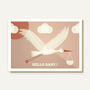 New Hello Baby Stork Card In Blue Or Pink. Eco Friendly, thumbnail 2 of 2