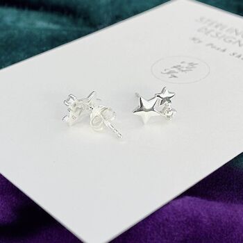 Christmas Sparkle Sterling Silver Star Stud Earrings, 4 of 7