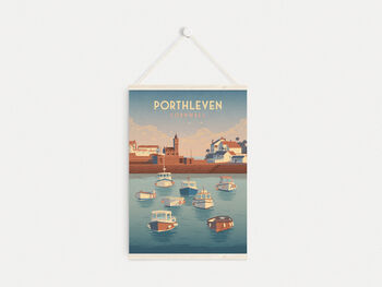 Porthleven Cornwall Travel Poster Art Print, 6 of 8
