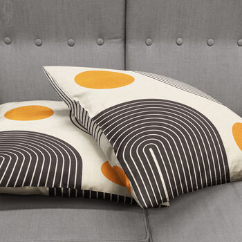 Orange And Black Geometric Abstract Ecru Cushion Cover, 4 of 7