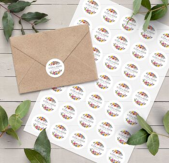 Personalised Colourful Flowers Round Sticker Sheet, 3 of 3