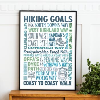 Hiking Goals Typographic Art Print For Walkers, 2 of 6