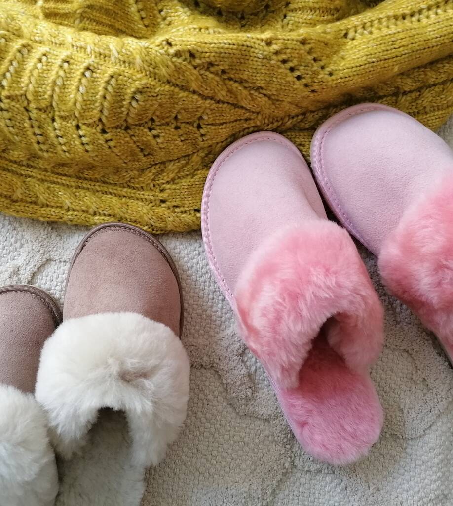 Pink Luxury Sheepskin Mule Slippers By HomieeStudio ...