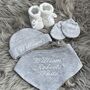 Embroidered Newborn Baby Grey Gift Set, thumbnail 1 of 7