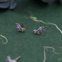 Sterling Silver Amethyst Purple Cz Marquise Cluster Stud Earrings, thumbnail 5 of 11
