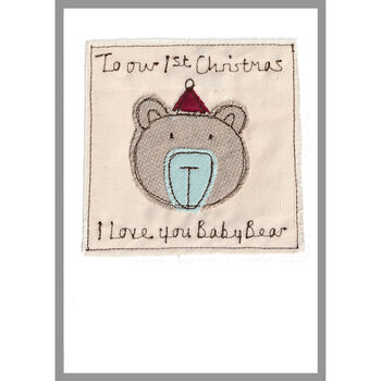 Personalised Bear 1st Christmas Card For Boy Or Girl, 4 of 10