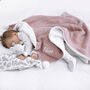 Personalised Dusty Pink Cable Blanket And Comforter Set, thumbnail 2 of 12